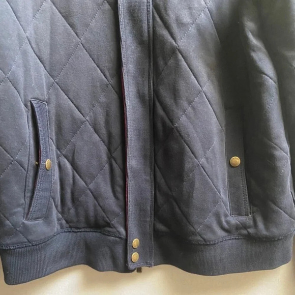 Ted Baker Quilted Jersey Cotton Navy Elbow Patches Bomber Jacket Sz 4(Sz M) - Picture 5 of 13